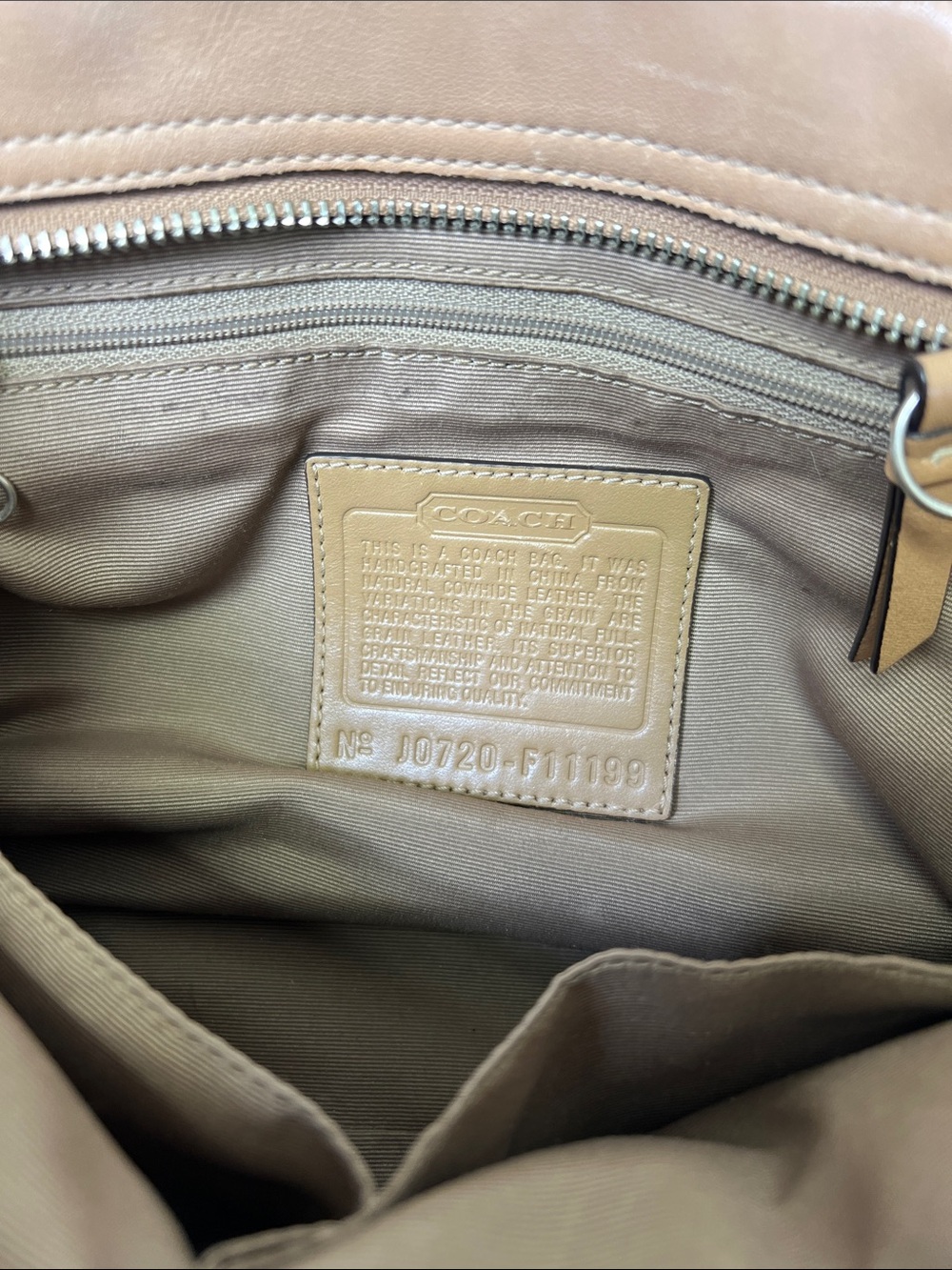 Coach Hampton Leather Medium Size Tote Bag Tan - Picture 9 of 11